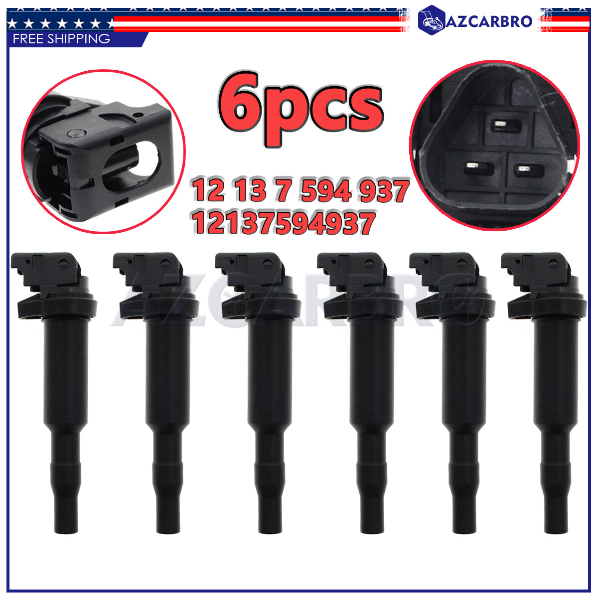 6PCS Ignition Coils For 0221504470 BMW E81 F22 F23 E46 E90 F33 X3 E83 No# 12138616153 12137594596 12137571643 C1795 C1826 1 - 34