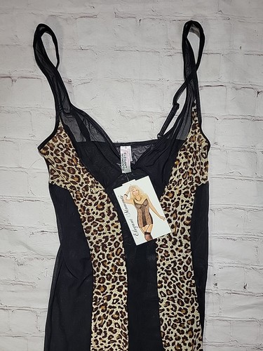 Elegant Moments Mesh Chemise Size Small Leopard Print Style: 4052 Garters - Picture 7 of 11