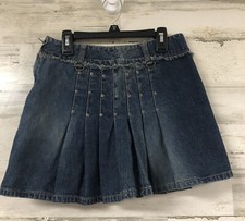 Vtg Y2K Union Bay Denim Pleated Micro Mini Skirt Sz 3 Frayed Grunge Edgy Punk