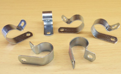 QTY6 STEEL LOOP 5/8'' X 1/2'' CABLE CLAMP ''P'' CLIP PIPE CONDUIT TUBE ZINC METAL