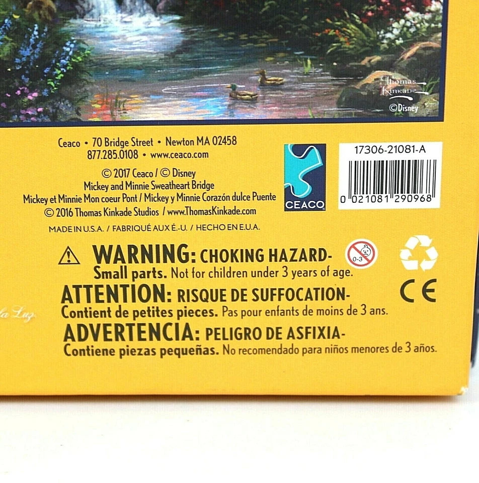 Mickey Minnie Puzzle Sweetheart Bridge Disney Thomas Kinkade 750 piezas Sellado Nuevo Foto 4 de 4