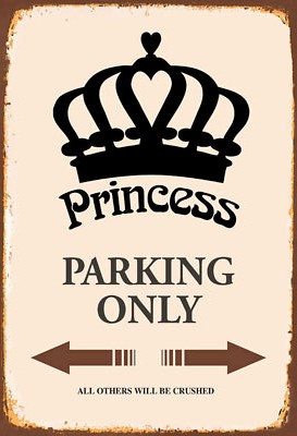 Holzschild 18x12 Princess parking only Korona Wand Deko Bar Kneipe Sammler Gesch