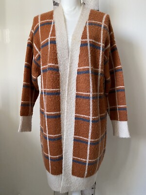 DREAMERS Women Multicolor Stripes Cardigans Open Front Size M/L