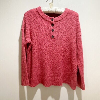 AMERICAN EAGLE OUTFITTERS Womens Red Chunky Jegging Fit Four Button Sweater M
