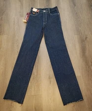 NEW VTG 80s Jordache Blue Striped Denim Jeans XS 25"W Dark Wash Straight Leg NOS