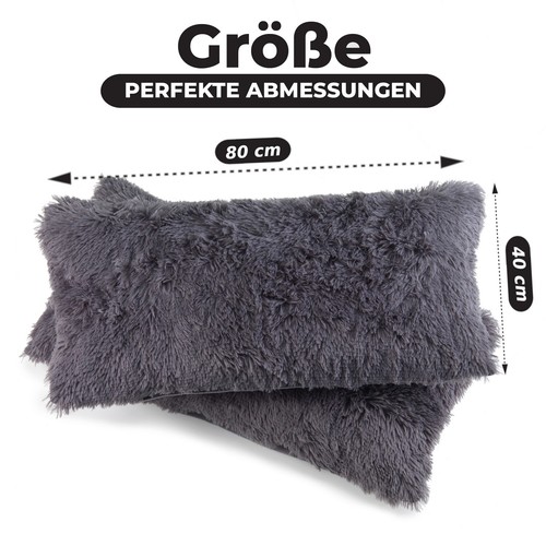 2er Set Flokati Kissenhülle Kissenbezug im Cashmer Touch Fleece Couchkissen - Bild 6 von 35