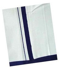 COTTON MEN'S WHITE DHOTI WITH BLUE BORDER 2 Meters US