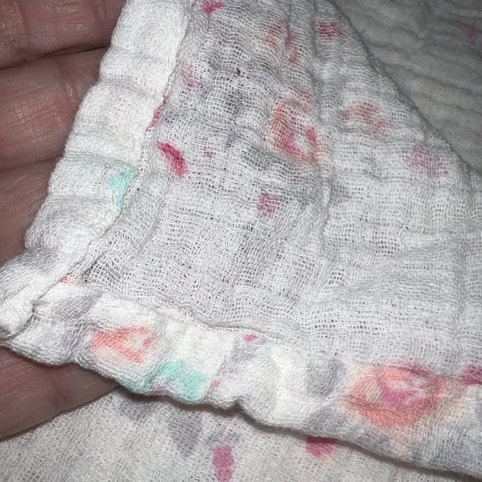 Manta de Recepción de Bebé Rene Rofe Rosa Floral 100% Algodón Muselina 36x35 Foto 3 de 4