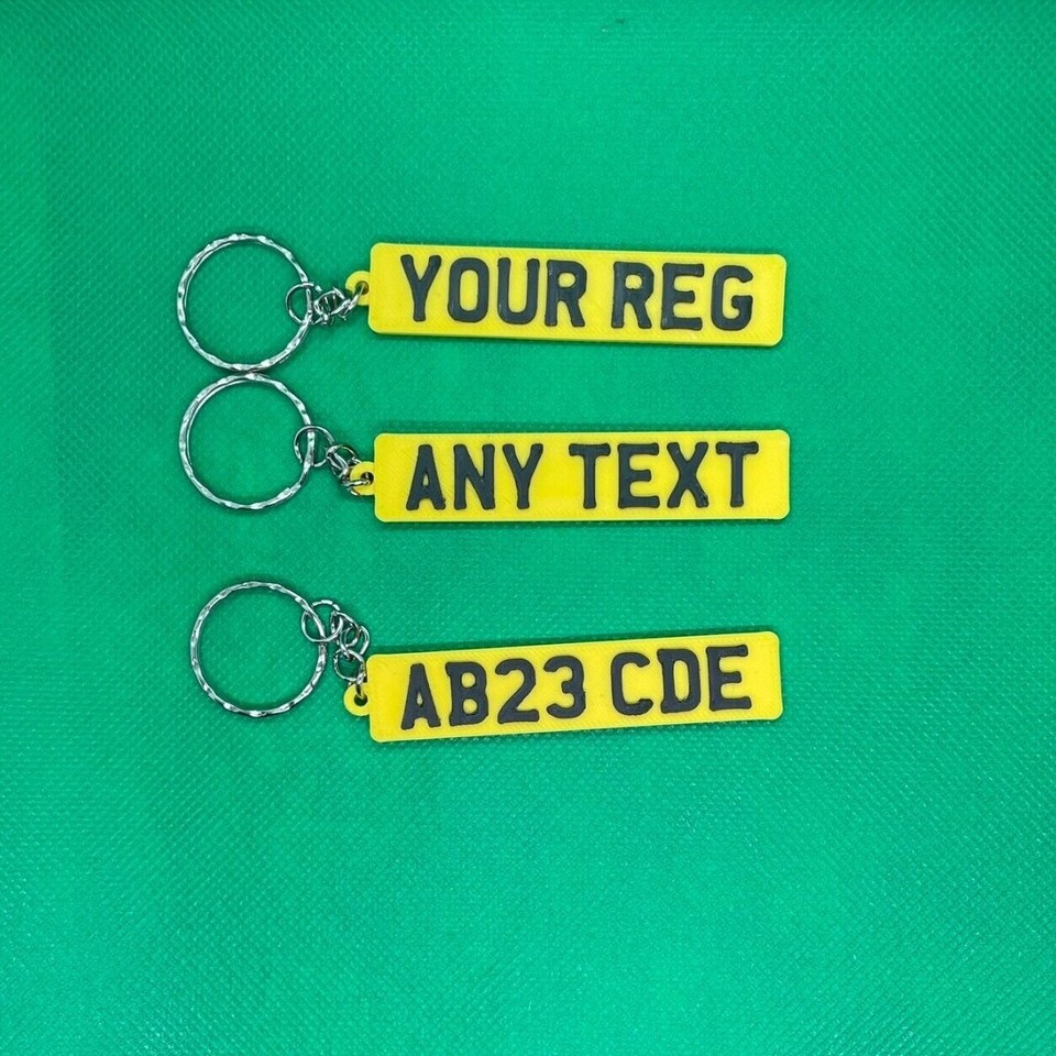 Personalised Car Registration Keyring - Union Jack - Reg Number Or Name - Yellow - Foto 11