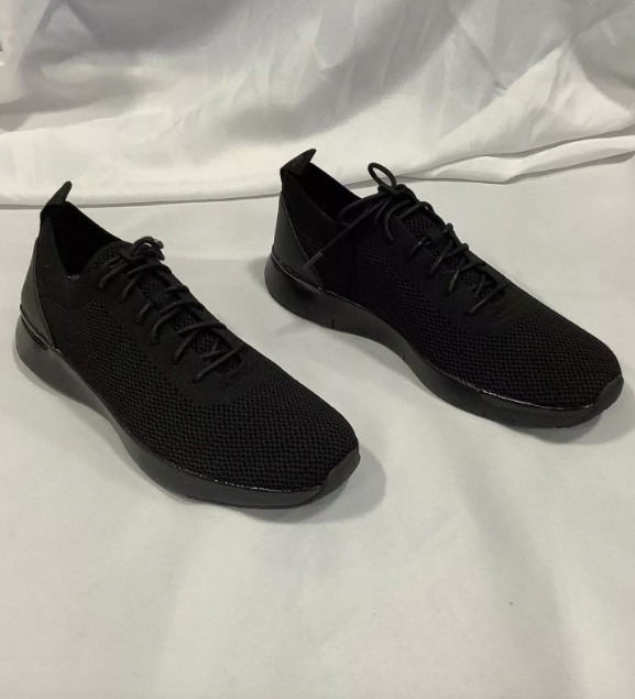 Size 8 Men's Fitflop Flexknit F0030 1119 Lace Up Low Top Black Sneakers Shoes image 2
