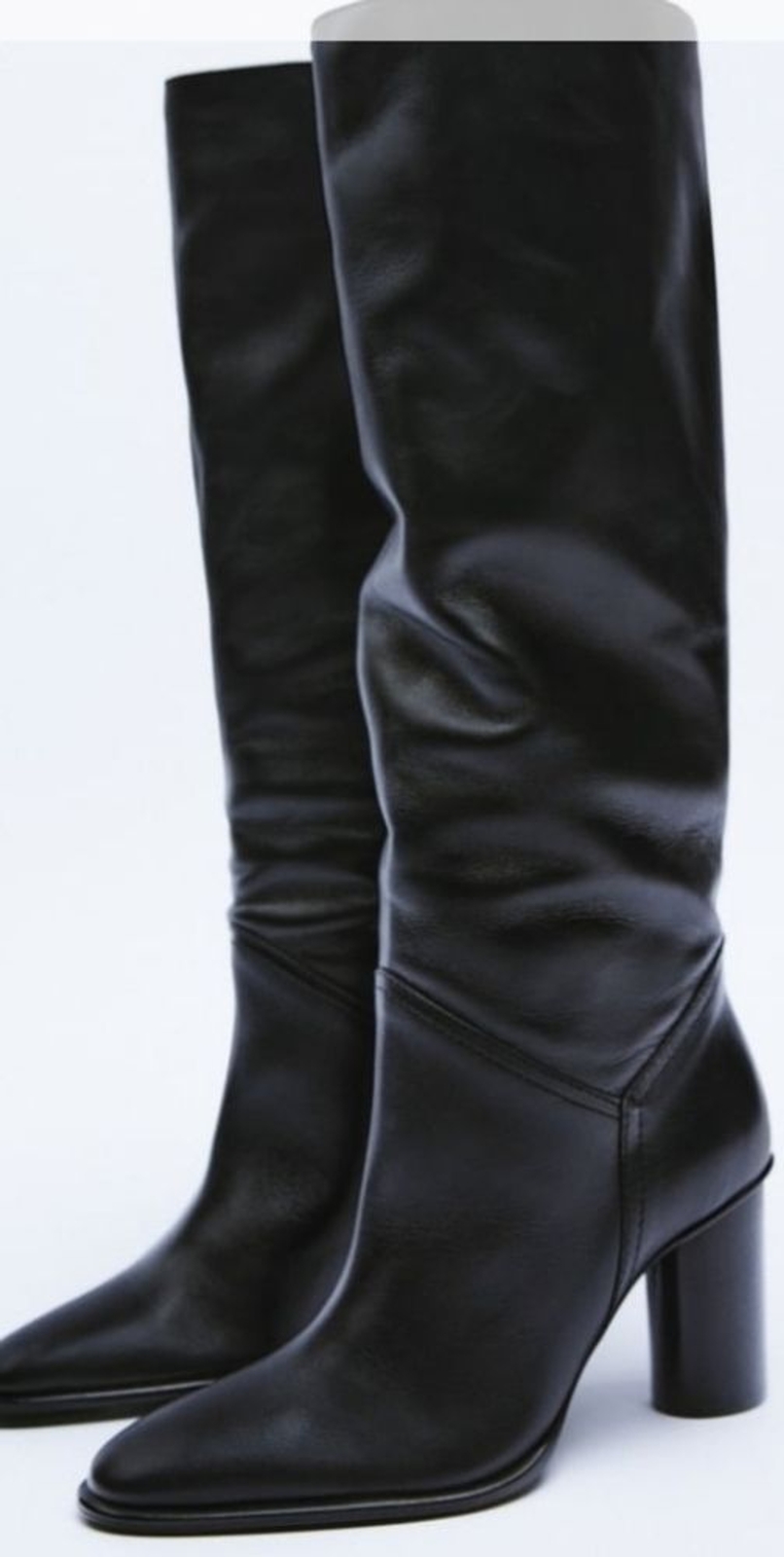 ZARA heeled leather knee high boots Sz-9/40