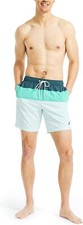Nautica Men's Sustainably-Crafted Swim Shorts, Reel Aqua, Large