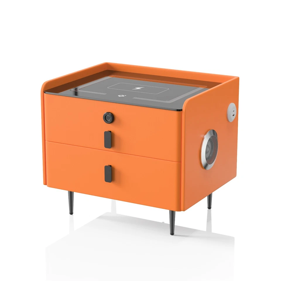 20" Small Nightstand 2-Drawers with Fingerprint Lock and LED and Music Player - Image 3 of 4