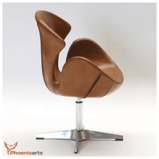 Drehstuhl Leder Sessel Wohnzimmer Drehsessel Braun Drehbar Lounge Cocktailsessel