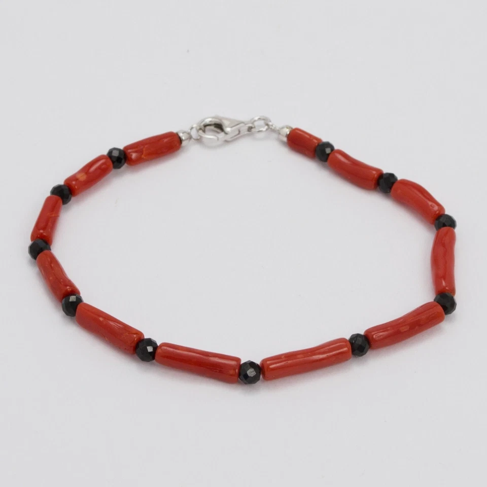 BRACCIALE IN ARGENTO 925 CON CORALLO ROSSO E ONICE AGRP 0123 - Immagine 3 di 4