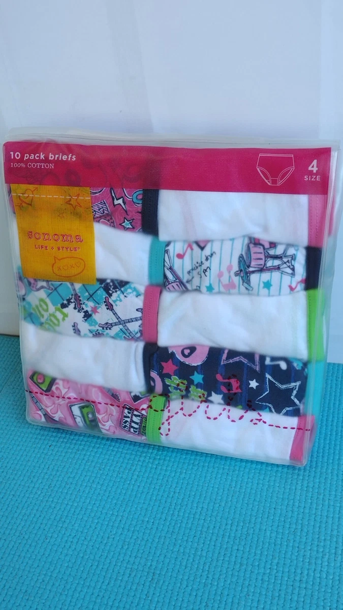 Girls 10 Pack Briefs Underwear 100% cotton SONOMA Panties Size 4