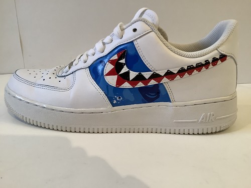 NIKE AIR FORCE 1 AF1 LOW TOP WHITE 315122-111 PAINTED MENS SNEAKERS SIZE 8 - Picture 8 of 12