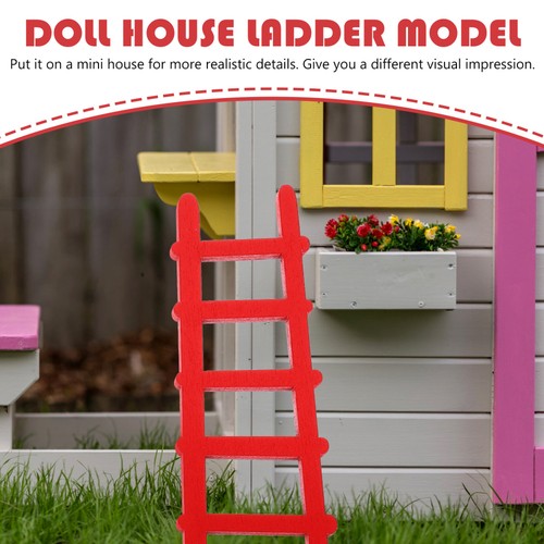 10 Pcs Mini Wooden Ladder House Dollhouse Decorations Miniature Model - Picture 3 of 12
