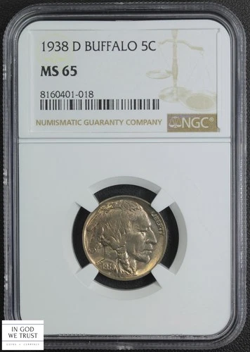 1938 D Buffalo Nickel 5C NGC MS 65