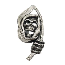 Gothic Grim Reaper Pendant JPI 2000 JPI Halloween Vintage Signed 1.75 in