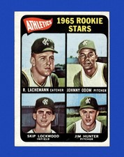 Click to enlarge Athletics 1965 Rookie Stars (Rene Lachemann / Johnny Odom / Skip Lockwood / Jim Hunter)