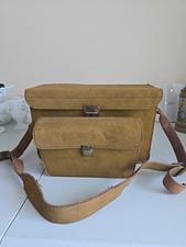 Vintage Suede Brown Camera Satchel Bag w/ Mini Pouch Brown Velvet Lining