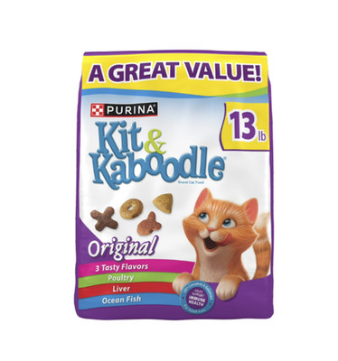Purina Kit & Kaboodle Original Indoor Dry Cat Food   Chicken Turkey Fish 13 lb