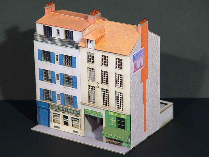 Maquette HO Régions et Compagnies VIL007 bloc 2 immeubles droits commerces