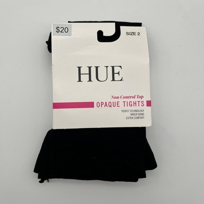 HUE Tights Womens Size 2 Black Opaque Non-Control Top Perfit Technology New