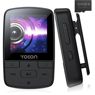 MP3 Player, Bluetooth 5.2, 64GB, FM Radio, Voice Recorder, Clip, Expandable