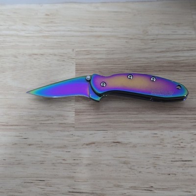 Kershaw 1600VIB Rainbow Chive Ken Onion Pocket Knife Chive plain Blade speedsafe