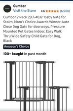 Cumbor 29.7-46" Baby Dog Safety Gate for Stairs/Doorway/Hall Black 2 Pack