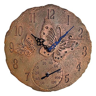  Hanging Wall Clock, Includes a Thermometer, Ideal for Indoor and Butterflies