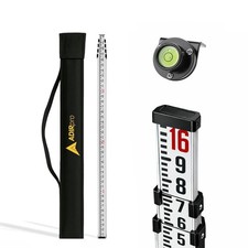 AdirPro 16-Foot Aluminum Grade Rod - 10ths, Dual Sided 5-Section Telescopic L...