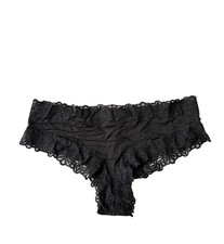 Victoria's Secret PINK Lace Trim Cheekster Panty Pure Black