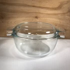 Pyrex de Corning France 2 Qt Clear Glass Bowl 454 C Lid 454 X Casserole Vintage
