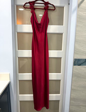 Altar'd State Red Satin Slip Dress Cowl Neck Floral Straps Zip Girls XL Maxi