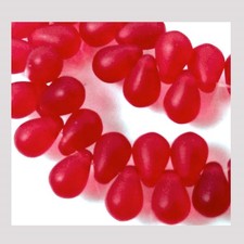 50 Czech Frosted Sea Glass Teardrop Beads 6x4mm - Matte - Siam Red 6x4mm