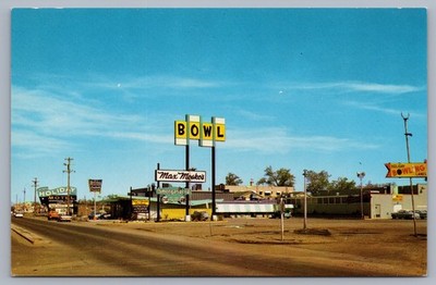 Mosko Holiday Manor Lakewood Colorado CO Bowling Alley Chrome Postcard O14