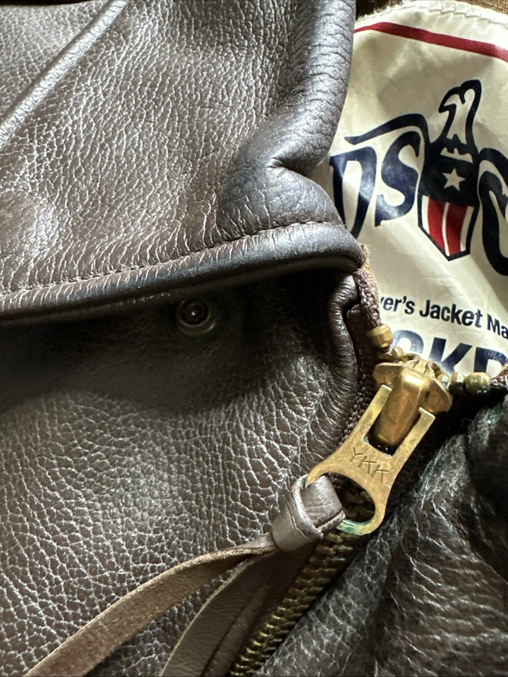 Vintage DSCP Cockpit USA Type A-2 AF Flight Bomber Jacket Brown Size 40 Reg USA - Image 4 of 4
