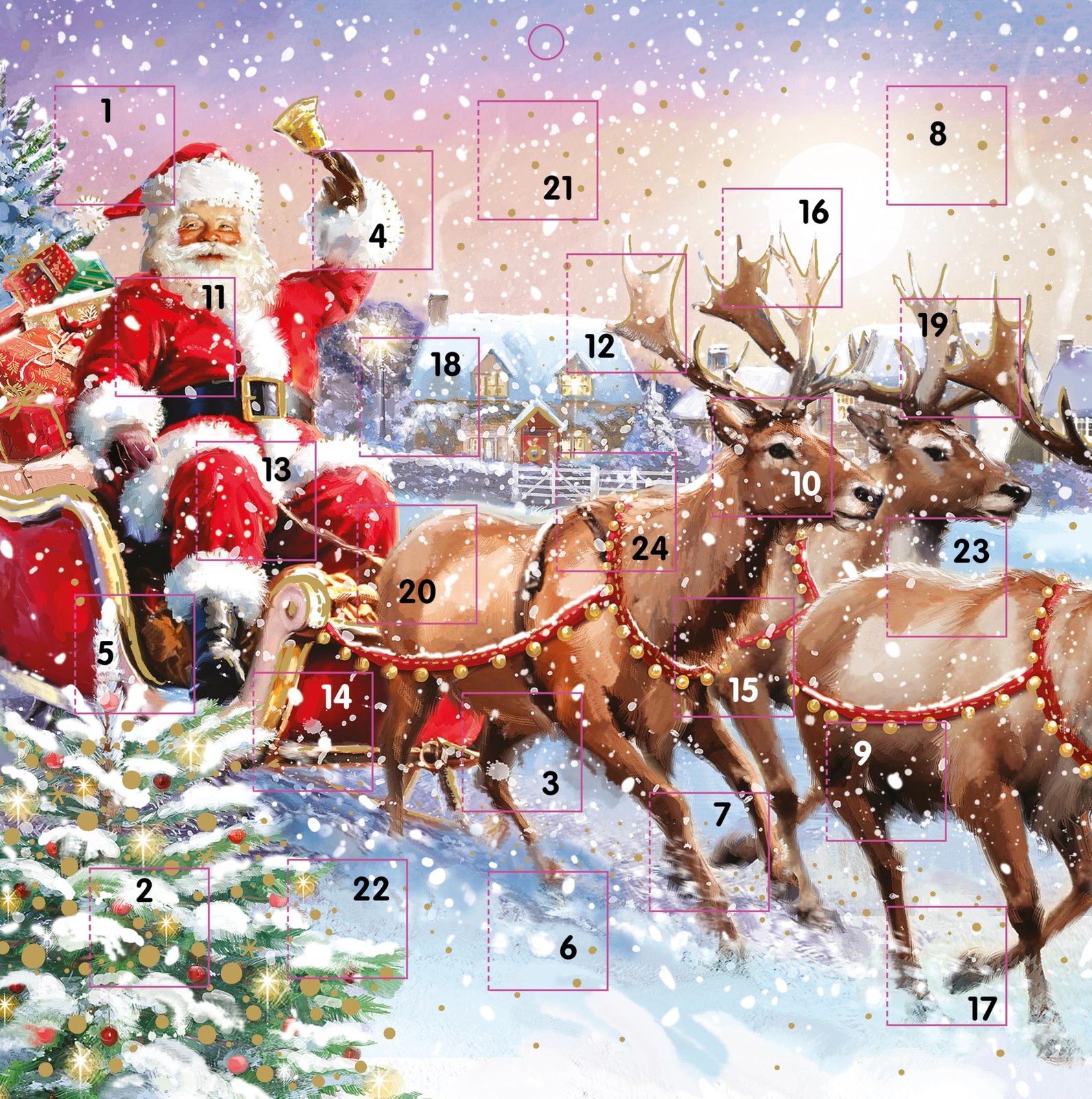 Santa's Sleigh Delivering Presents Advent Calendar with Christmas Countdown - 24
