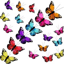 Feather Butterfly Set of 12 Clip On Artificial Butterflies for Crafts Butterf...