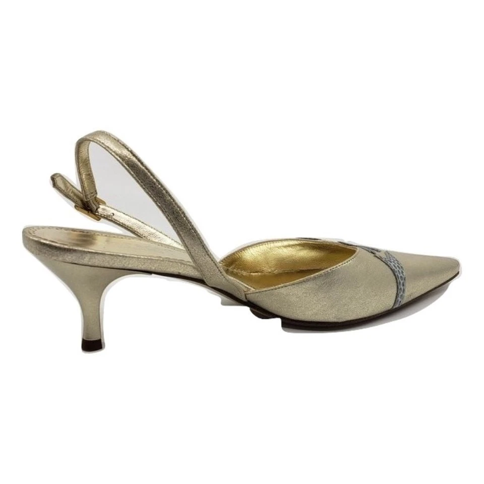 1313 Stella Lizard Platino Argento Leather Versani Slingback Pumps - Image 2 of 4