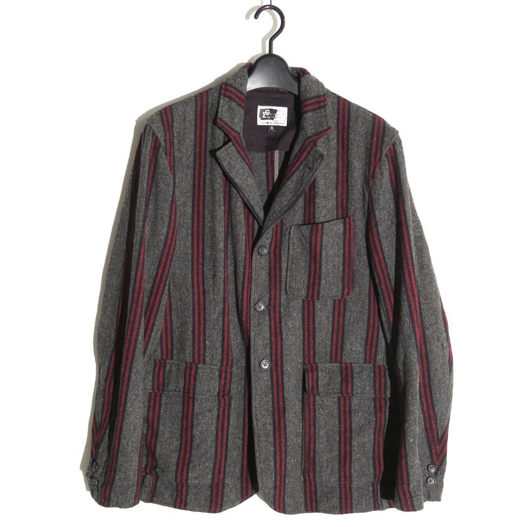 Engineered Garments Wool Striped Jacket Gray S Ex… - image 1