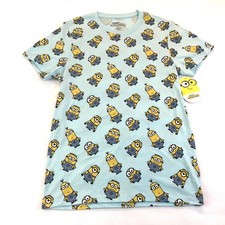 Minions T-Shirt Blue Scattered Print Characters Small NWT