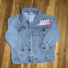 Marvel - Gray Denim Jean Jacket Kids 4T Avengers - Coat - Metal Marvel Buttons