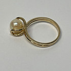 14k Yellow Gold Solitaire 6.62mm Champagne  Cultured Pearl Ring Size 5.25 — photo 6