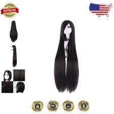 Black Long Straight Wig - 100cm Heat Resistant Synthetic Cosplay Hair