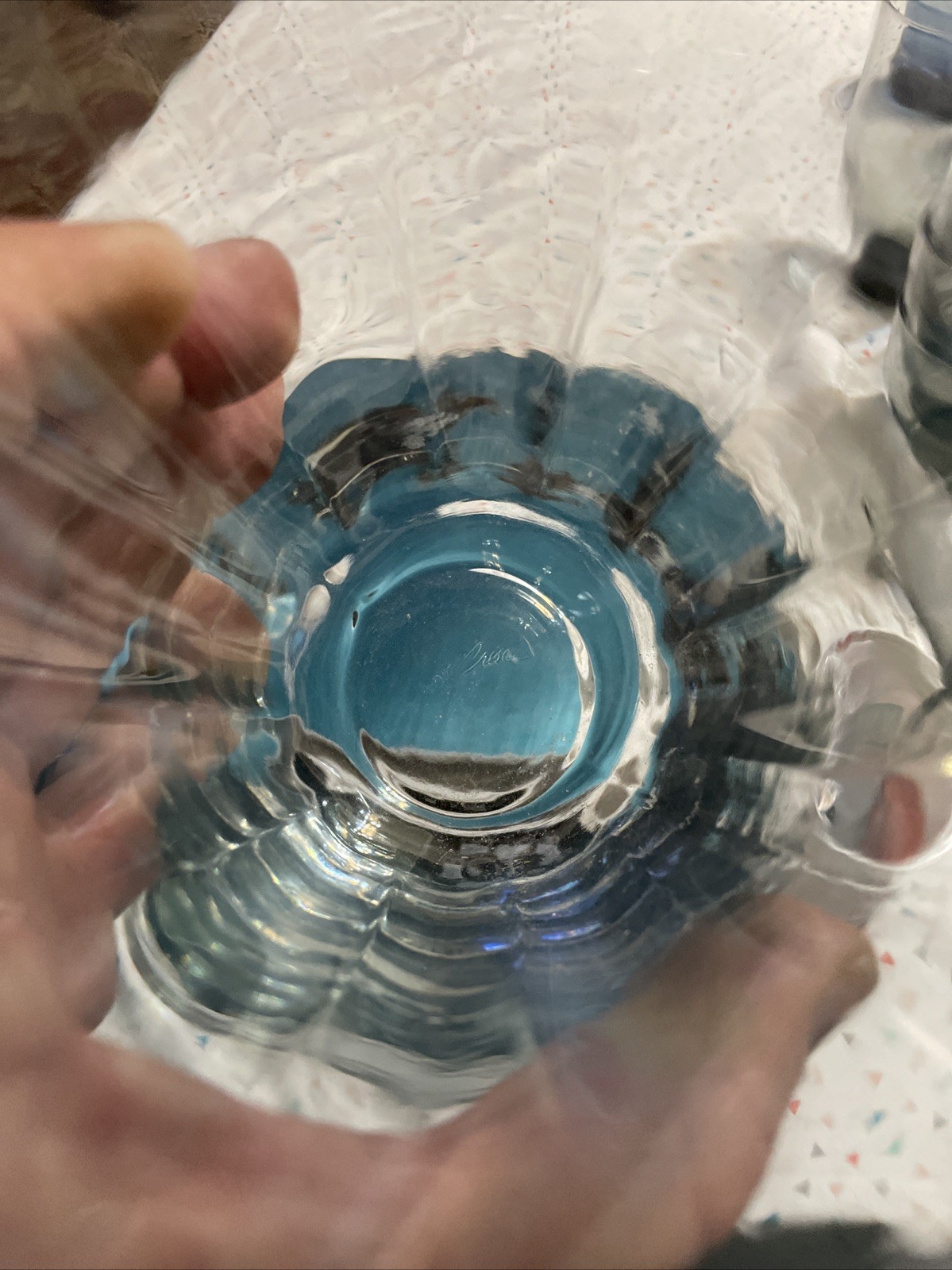 VINTAGE LIBBEY CRISA VERTICAL RIBBED 18oz  CLEAR GLASSES