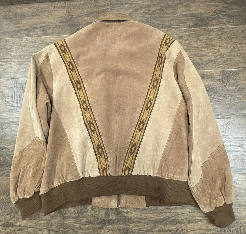 Vintage Scully Jacket Mens XL Tan Brown Suede Coat Aztec Western Full Zip - Image 2 of 4